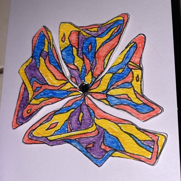 4 Pack of Original Blank Art Cards Each w a Unique Watercolour Flower Cutouts - Picture 6 of 7